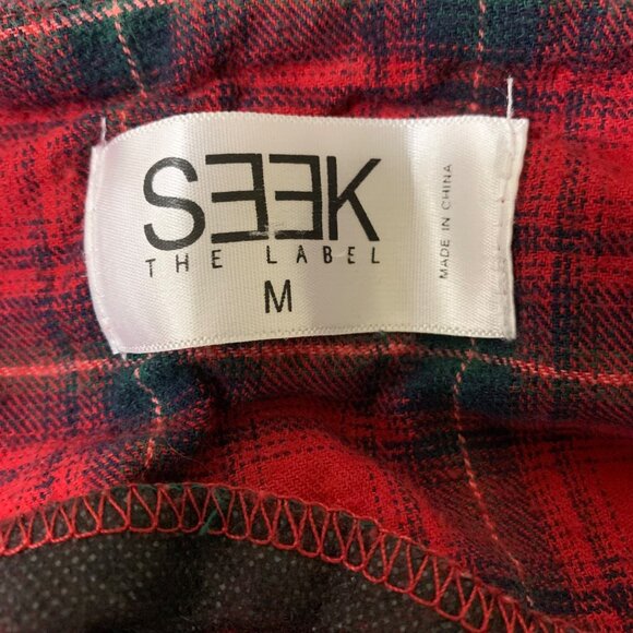 Seek the Label Women’s Red Plaid Belted High-rise Pants - Size Medium - Picture 6 of 8